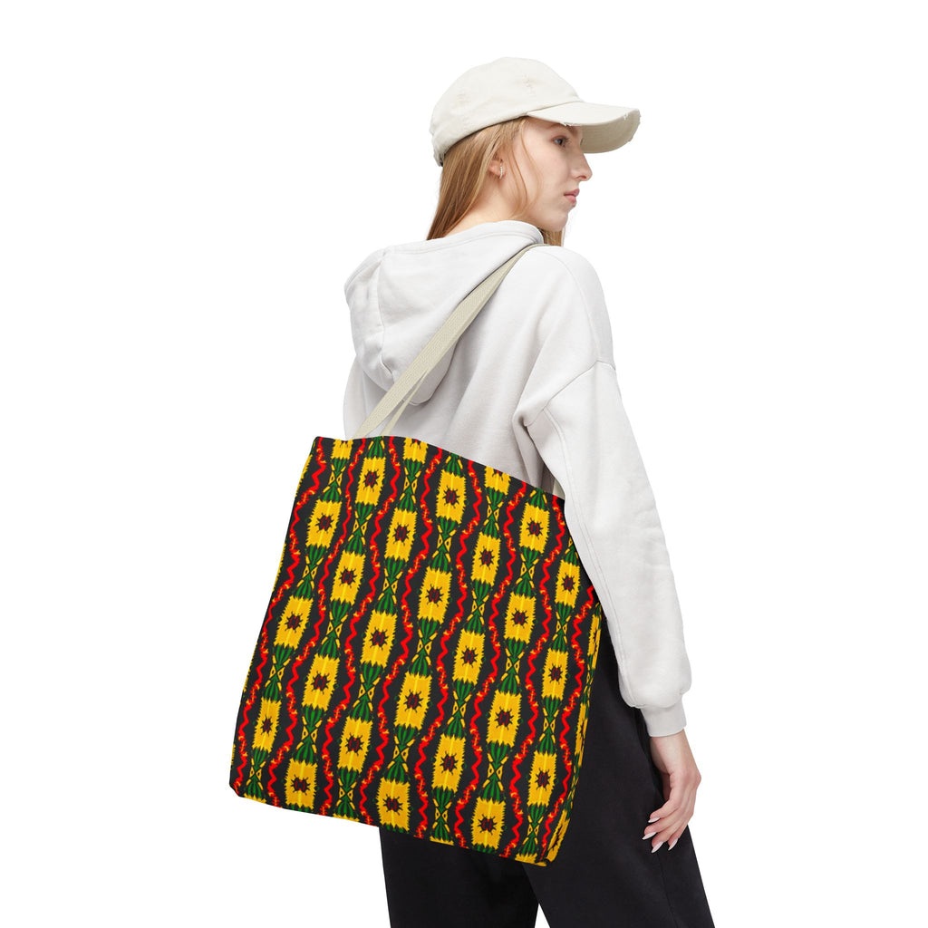 African Geometric Pattern Tote Bag | Yellow Red Green Print