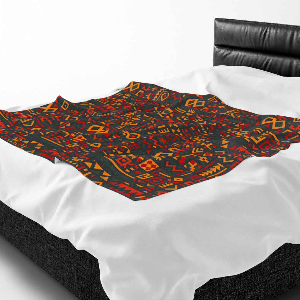 African Tribal Geometric Pattern Velveteen Plush Blanket
