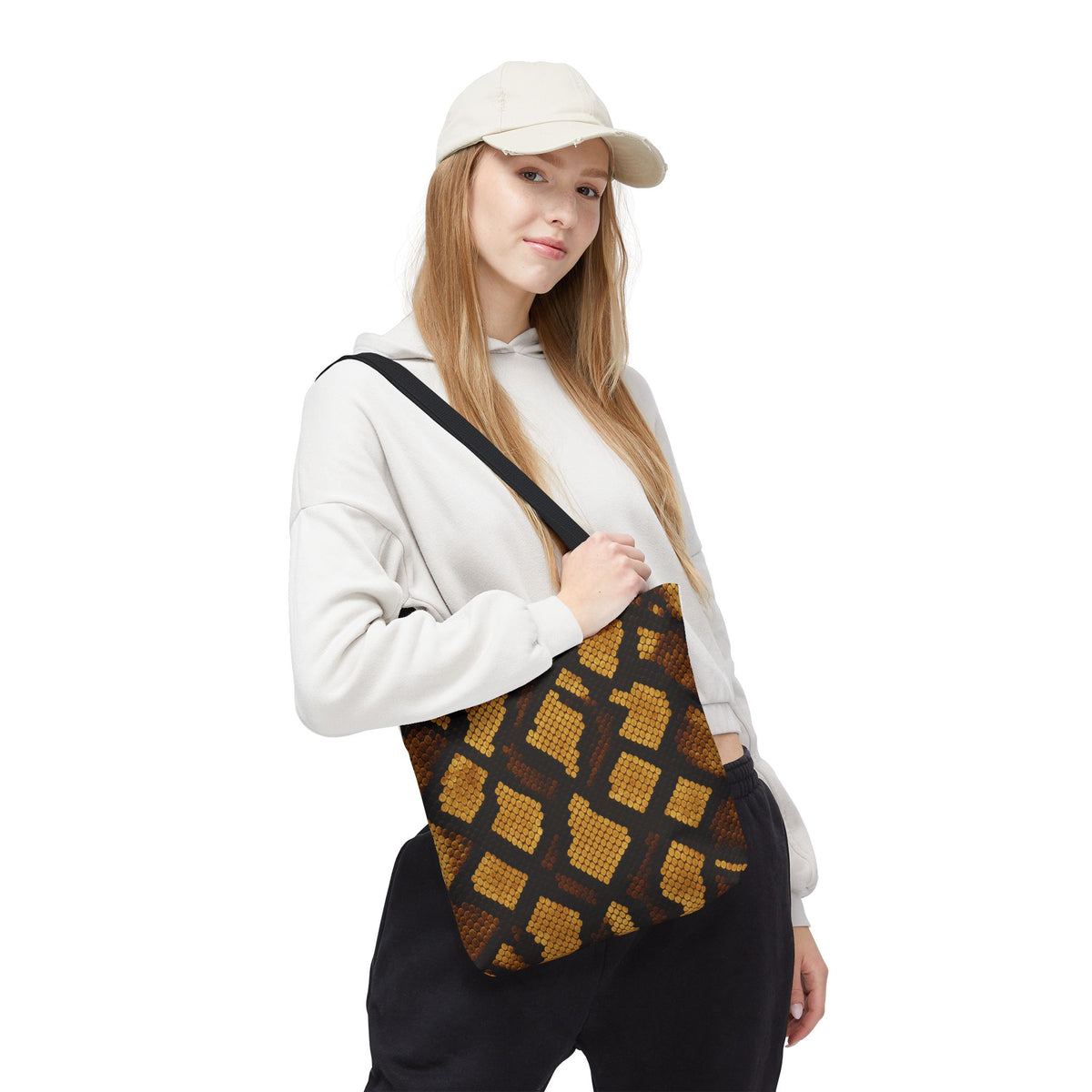 Gold Brown Snakeskin Tote Bag | Animal Print Handbag, Fashion Shoulder Purse, Trendy Shopping Tote, Stylish Carryall, Chic Travel Bag