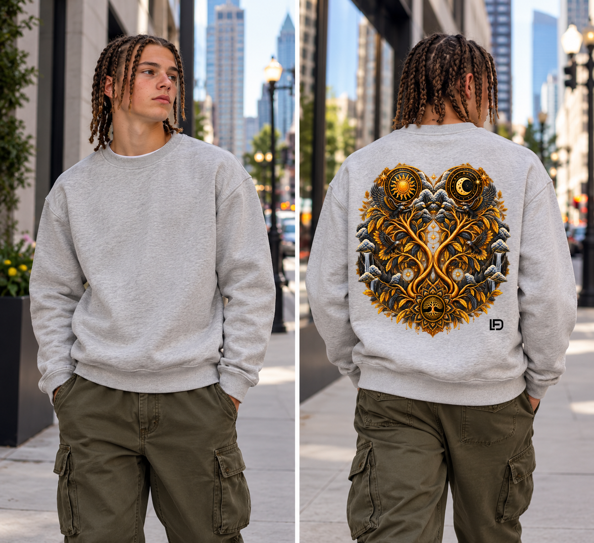 Kids & Teens Unified Celestial Tree Essential Fleece Crewneck Sweatshirt