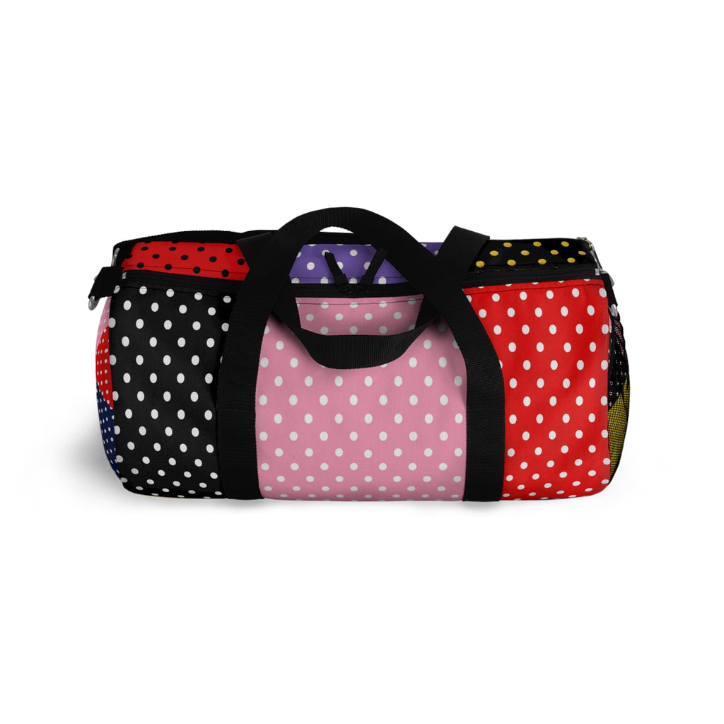Polka Dot Patchwork Duffel Bag — Colorblock Travel & Gym Bag