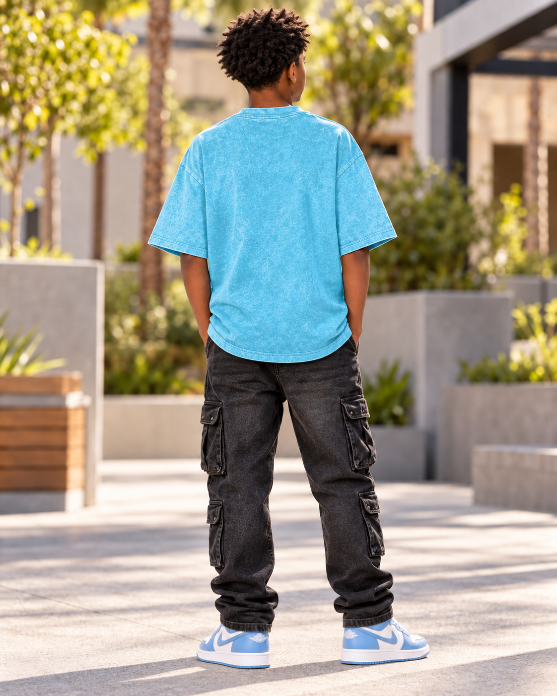 Kids & Teens Built Different: Crowned Duality Snow Washed Oversized Cotton T-Shirt