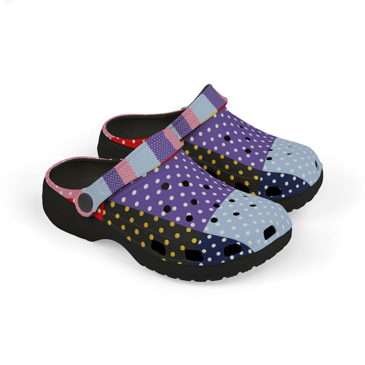 Kids Patchwork Polka Dot EVA Foam Clogs – Colorful Slip-On Sandals for Boys & Girls