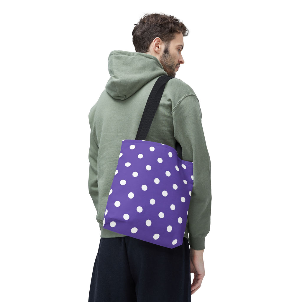 Purple With White Polka Dot Pattern Tote Bag | Purple Background All Over Print