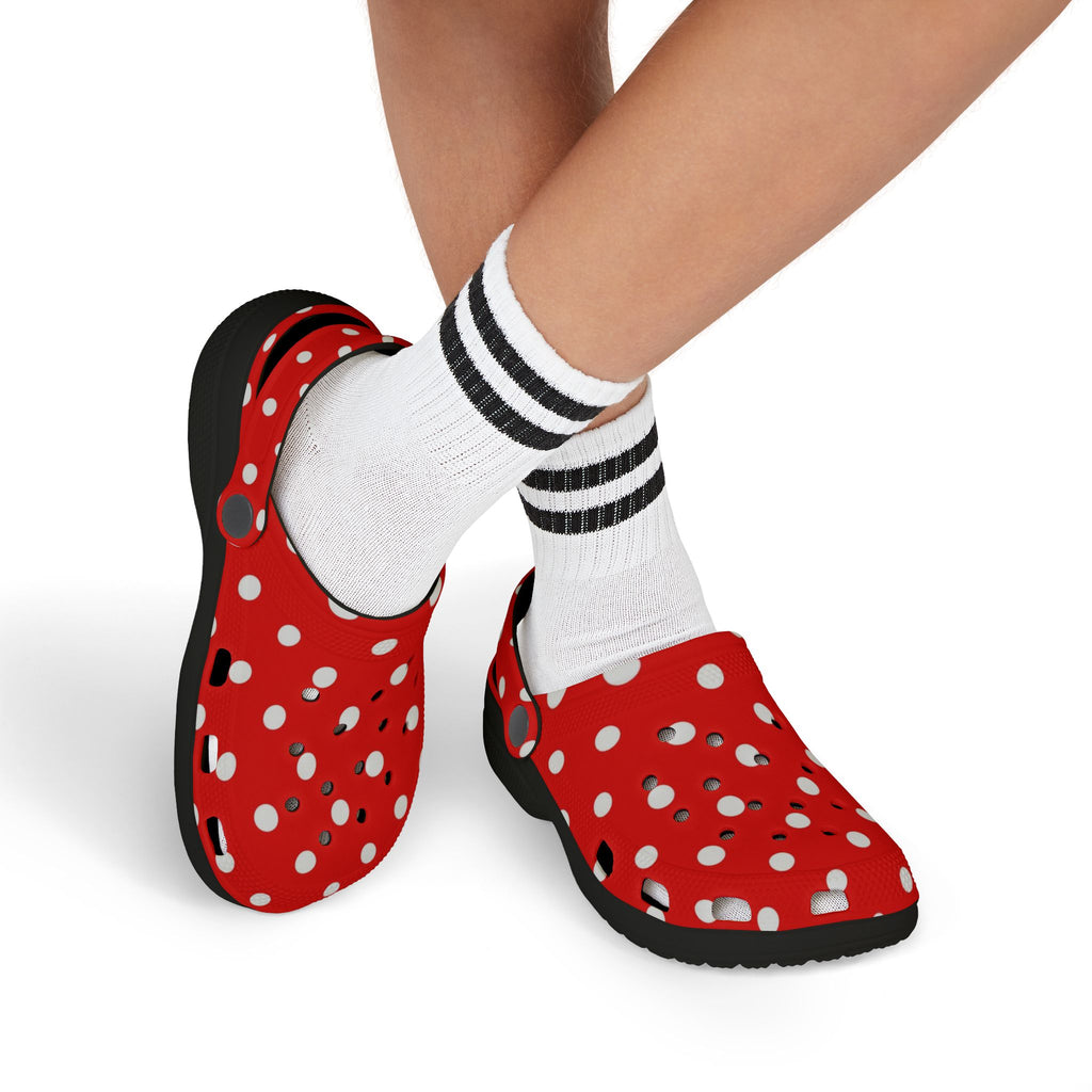 Kids Red & White Polka Dot EVA Foam Clogs