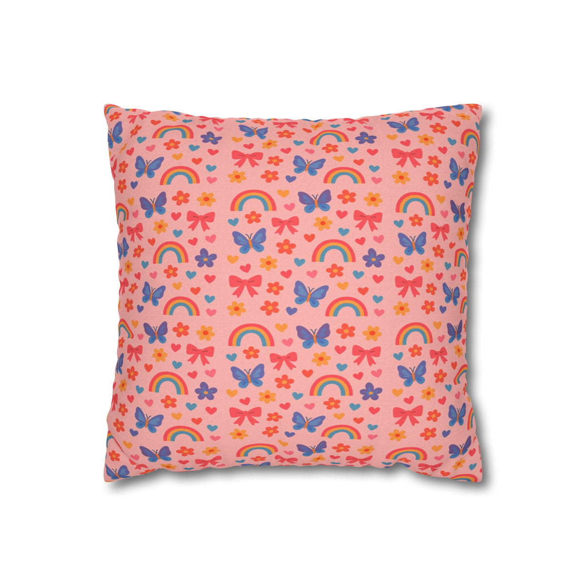 Rainbow Butterflies Pattern Pillowcase | Square Polyester Pillowcase