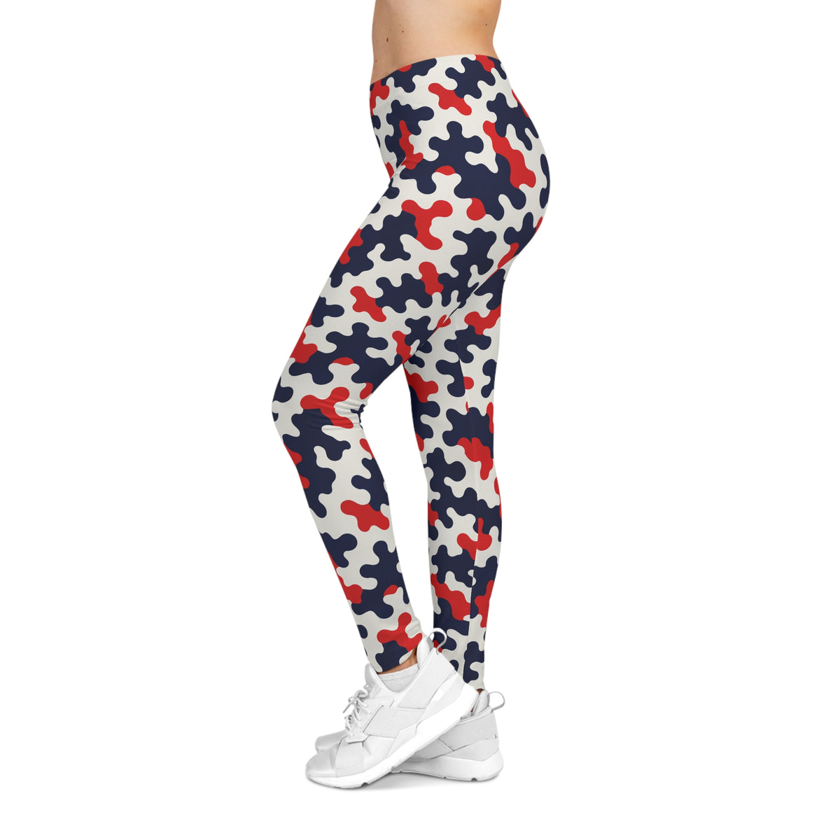 Red Navy Abstract Camouflage Leggings | All-Over-Print Leggings
