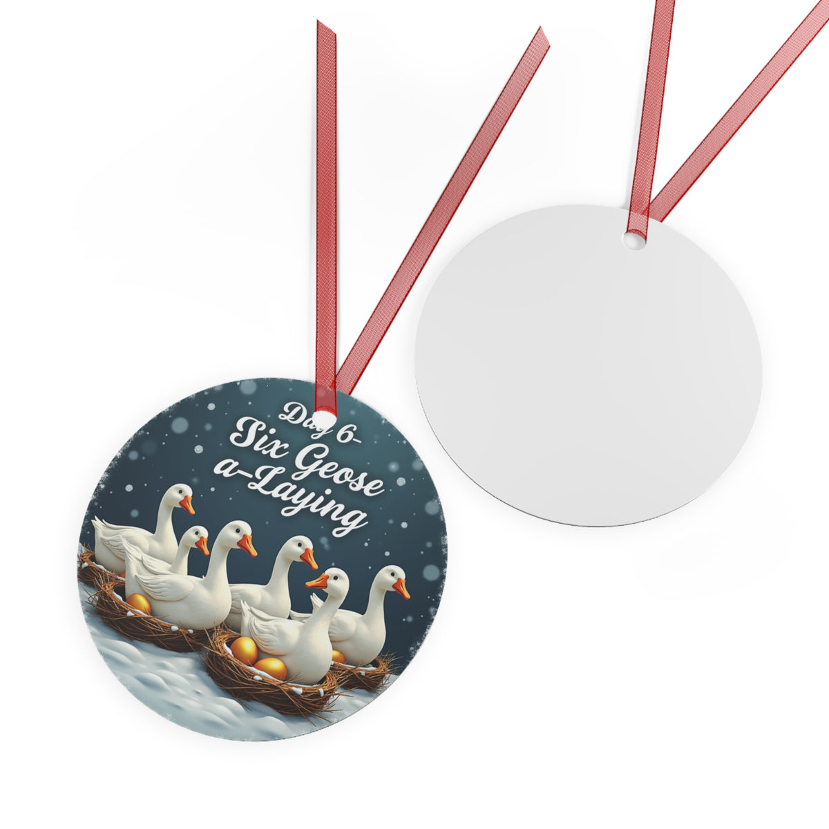 Christmas Metal Ornaments, Six Geese a-Laying Holiday Decor, Xmas Tree Decoration, Festive Ornament Set, Gift for Ornament Collectors,