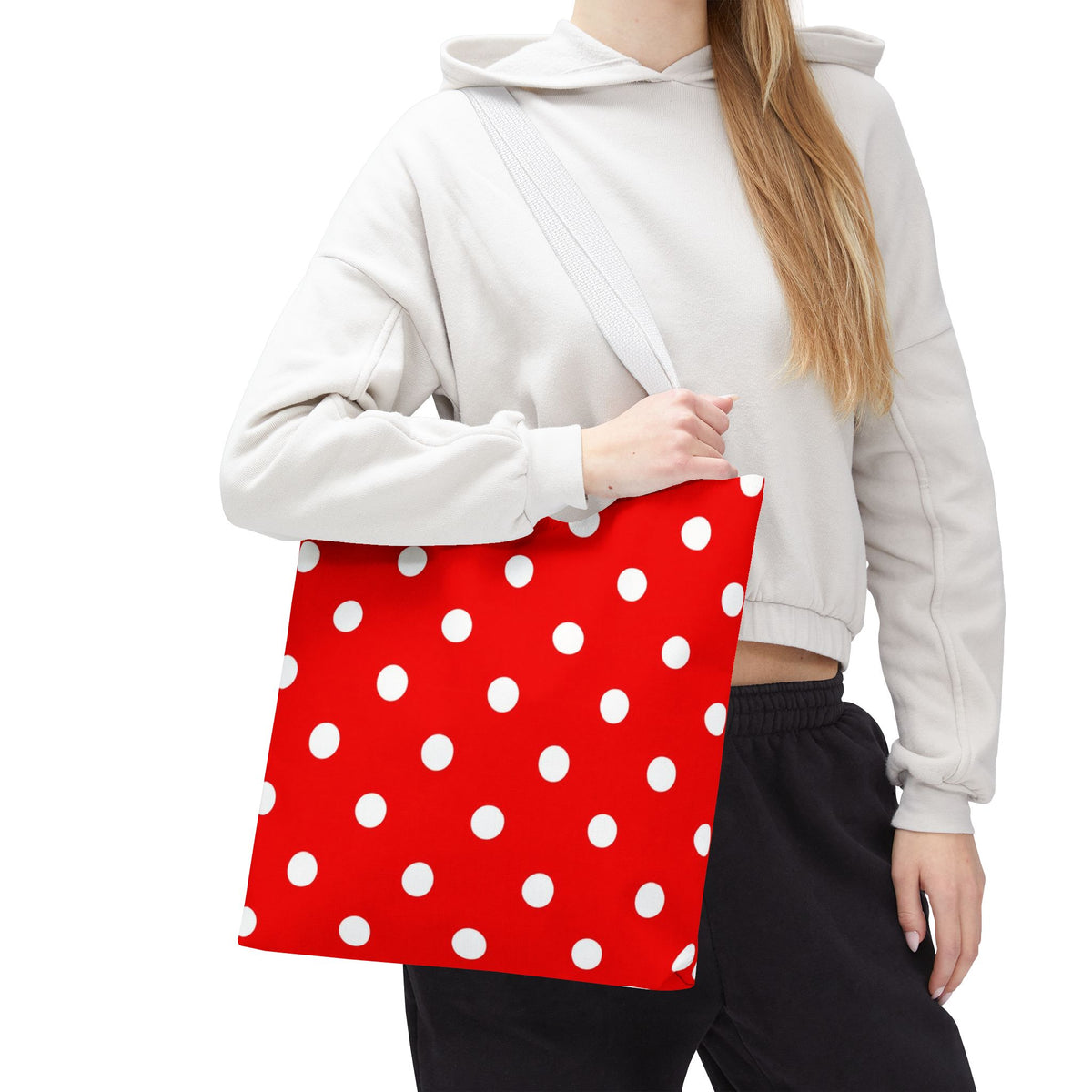 Red Polka Dot Tote | White Dots on Red Canvas