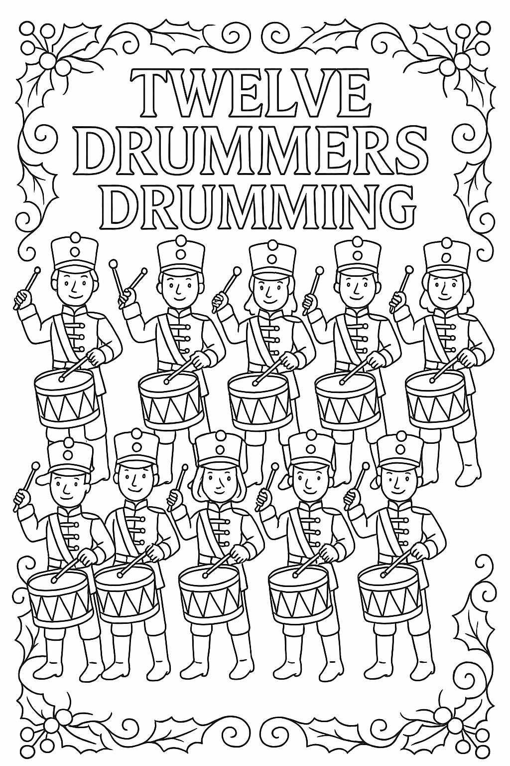 12 Days of Christmas Coloring Book, Holiday Activity (Digital Download)