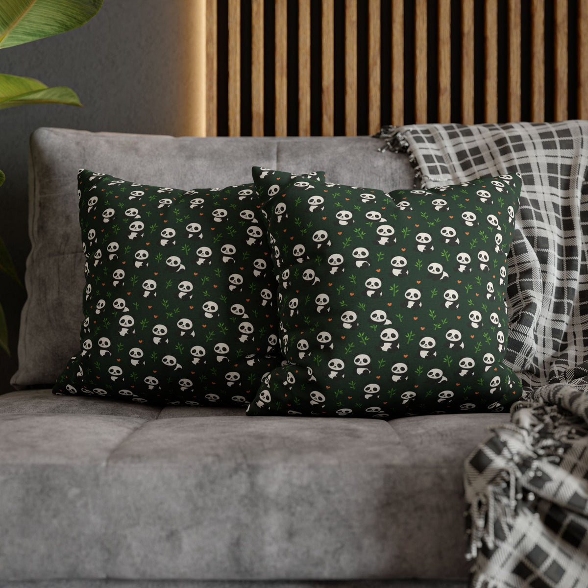 Panda Pattern Pillowcase, Decorative Pillow Cover, Animal Print Cushion Case, Cute Home Decor Accent, Gift for Panda Lovers