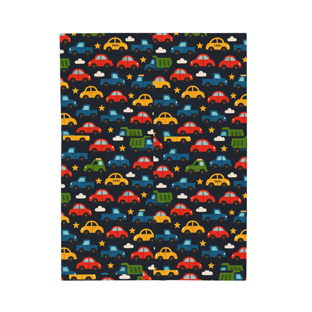 Colorful Cars Pattern Velveteen Plush Blanket | Kids Car Design, Cozy Throw