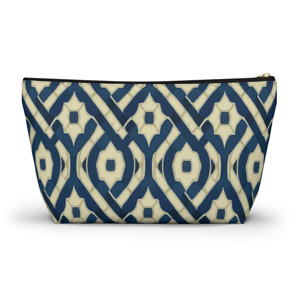 Patina Blue Geometric Accessory Pouch