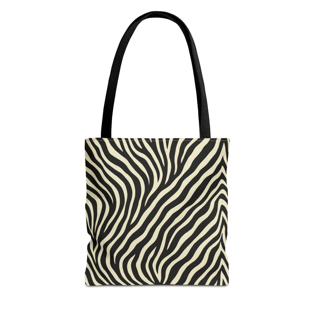 Zebra Stripe Pattern Tote Bag | Animal Print, Black White, All-Over Print