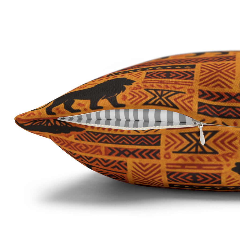 African Safari Pattern Pillowcase | Lion Silhouette Square Pillow