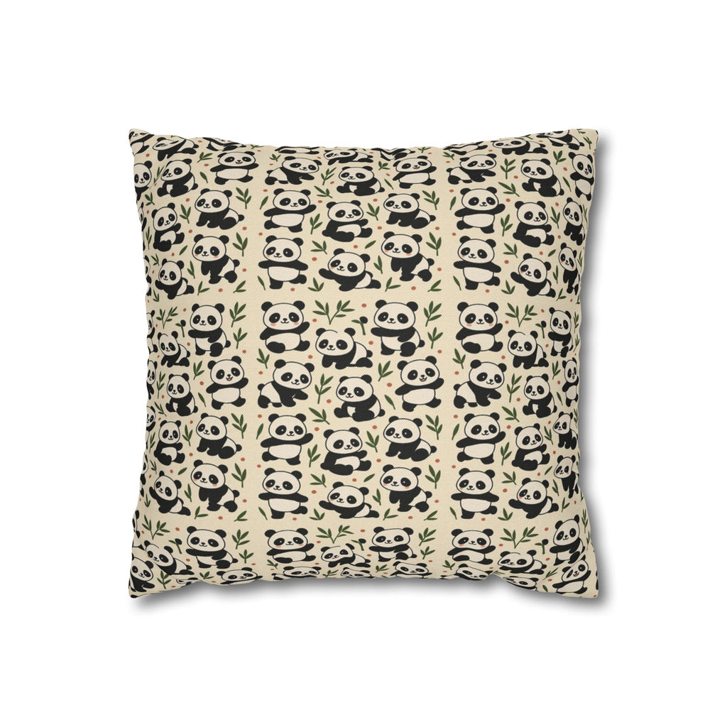 Panda Pattern Pillowcase | Square Spun Polyester Decorative Pillow