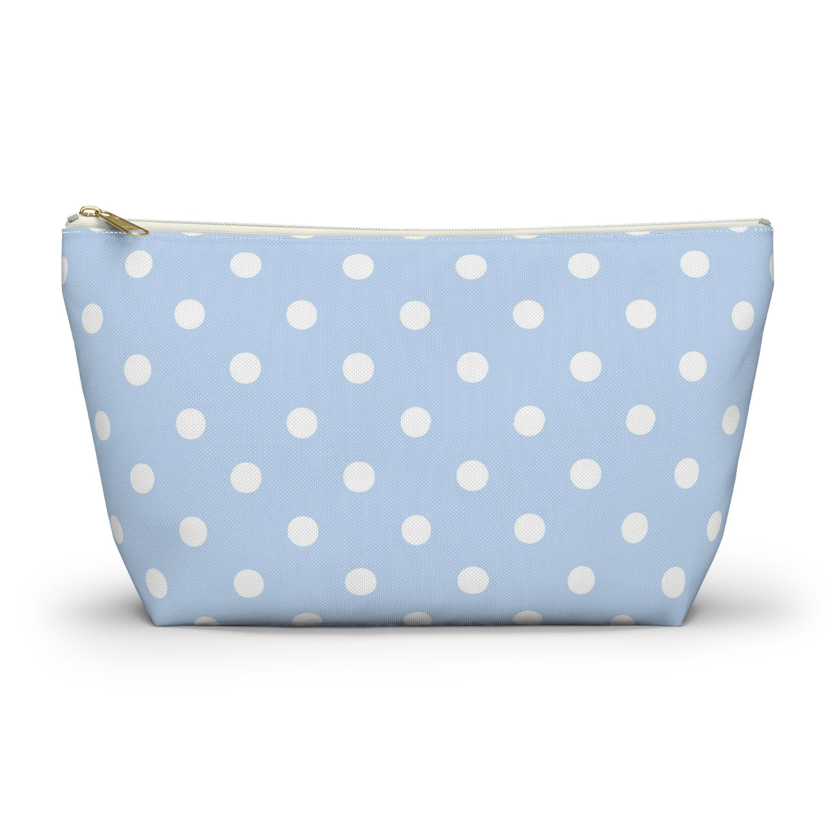Light Blue Polka Dot Accessory Pouch w T-bottom | Makeup Bag