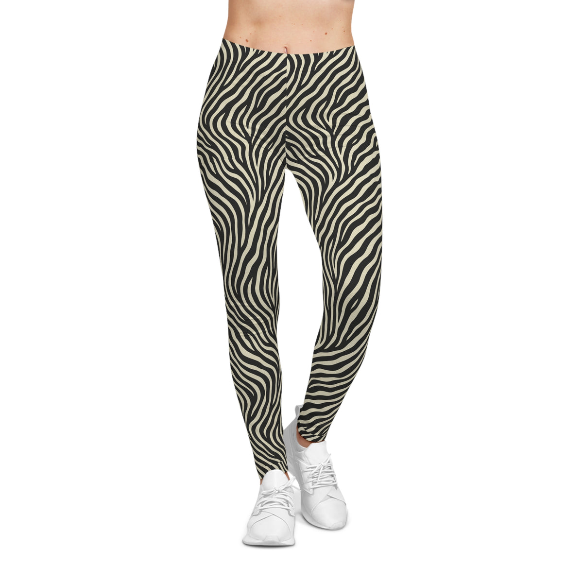 Zebra Print Leggings, Animal Print Pants, Black and White Leggings, Women's Yoga Tights, Stretchy Workout Leggings