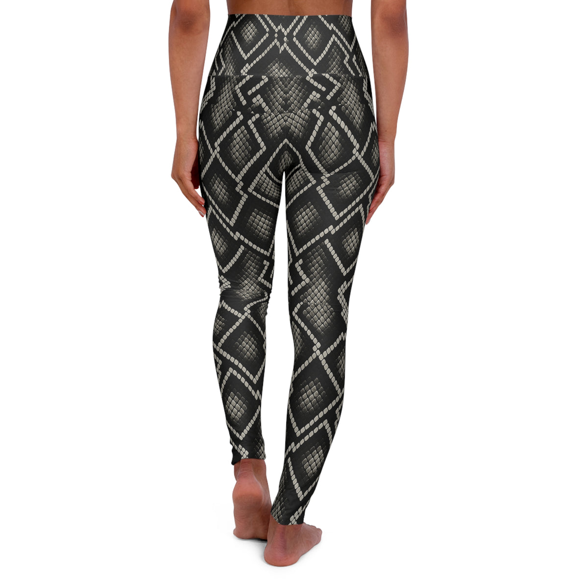 Black Snake Skin Pattern High Waisted Leggings | Athletic Yoga Leggings