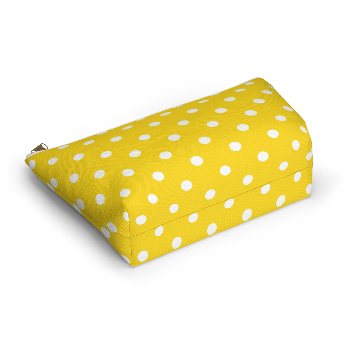 Yellow White Polka Dot Accessory Pouch | T-Bottom Cosmetic Bag
