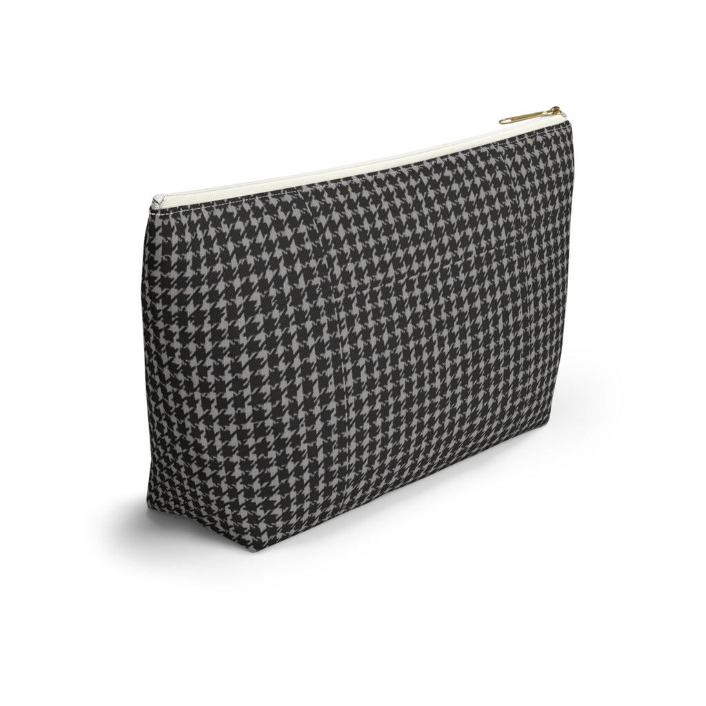 Gray Houndstooth Accessory Pouch