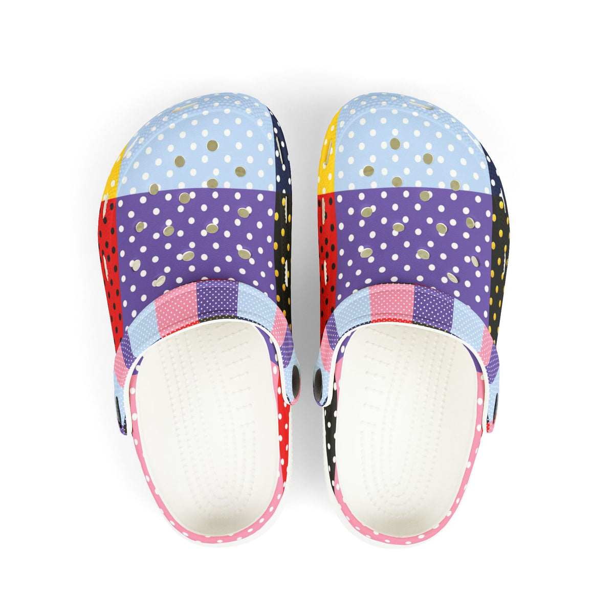 Kids Patchwork Polka Dot EVA Foam Clogs – Colorful Slip-On Sandals for Boys & Girls
