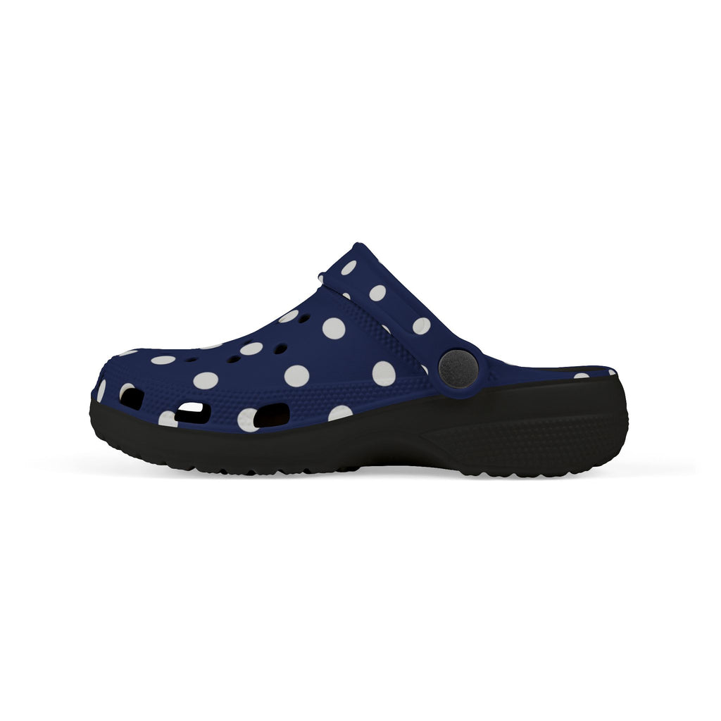 Kids Navy Polka Dot EVA Foam Clogs – Lightweight Slip-On Sandals for Toddlers & Children