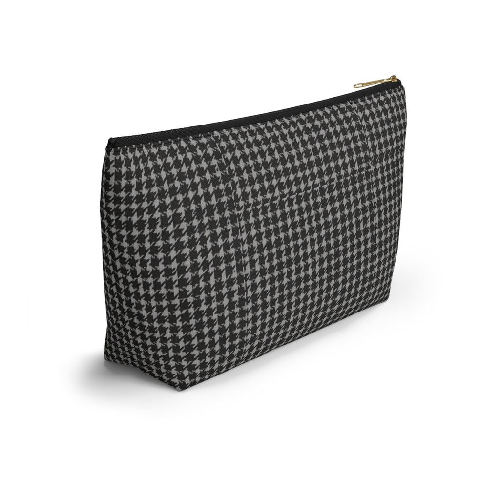 Gray Houndstooth Accessory Pouch