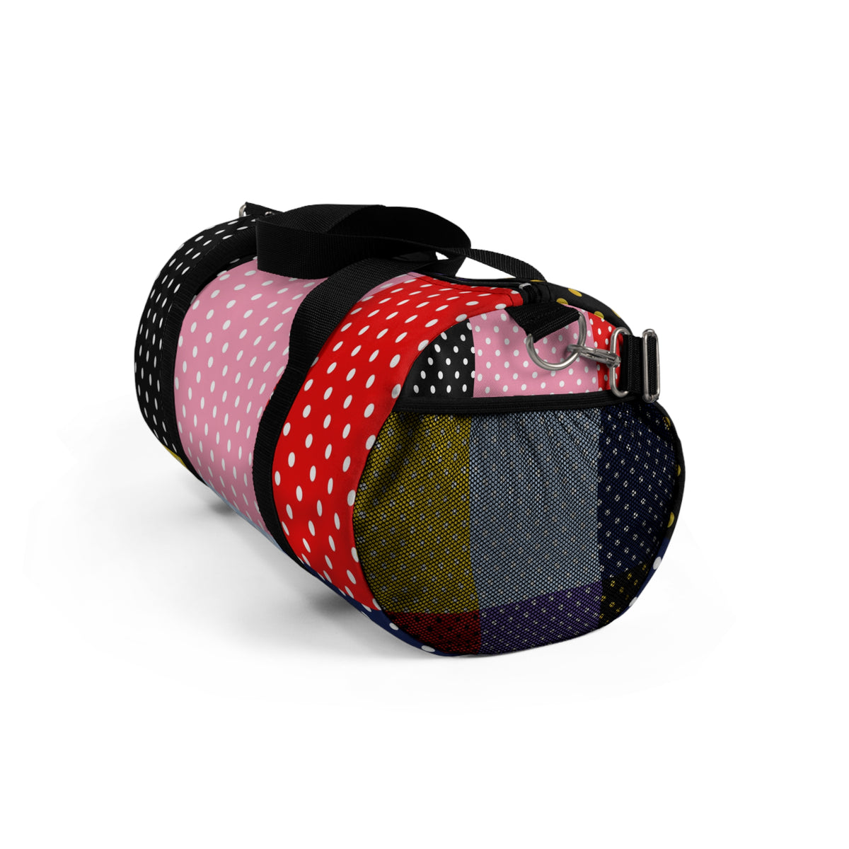 Polka Dot Patchwork Duffel Bag — Colorblock Travel & Gym Bag