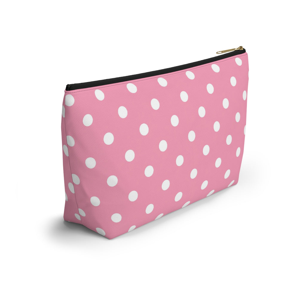 Pink Polka Dot Accessory Pouch | T-Bottom Makeup Bag