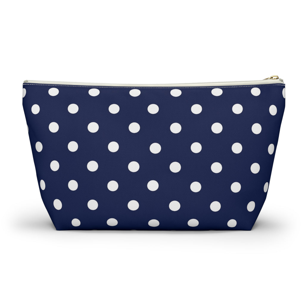 Navy White Polka Dot Accessory Pouch | Makeup Bag