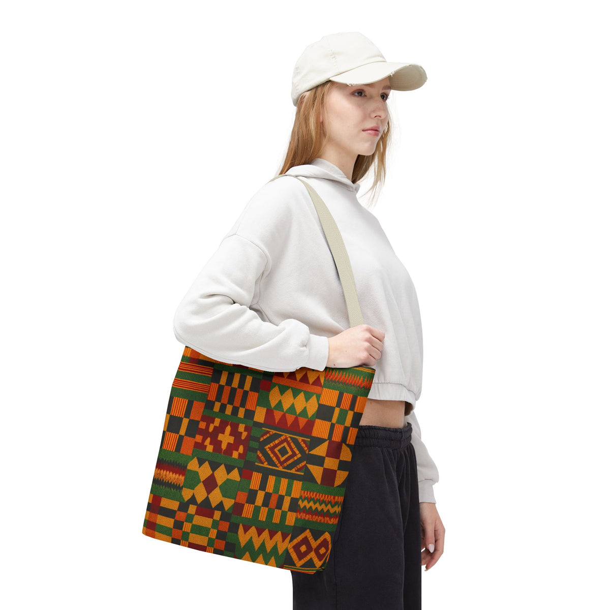 Kente Pattern Tote Bag | African Print Geometric Patchwork