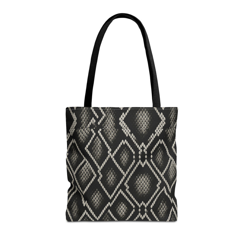 Black Snake Skin Pattern Tote Bag | All-Over Print Fashion Accessory