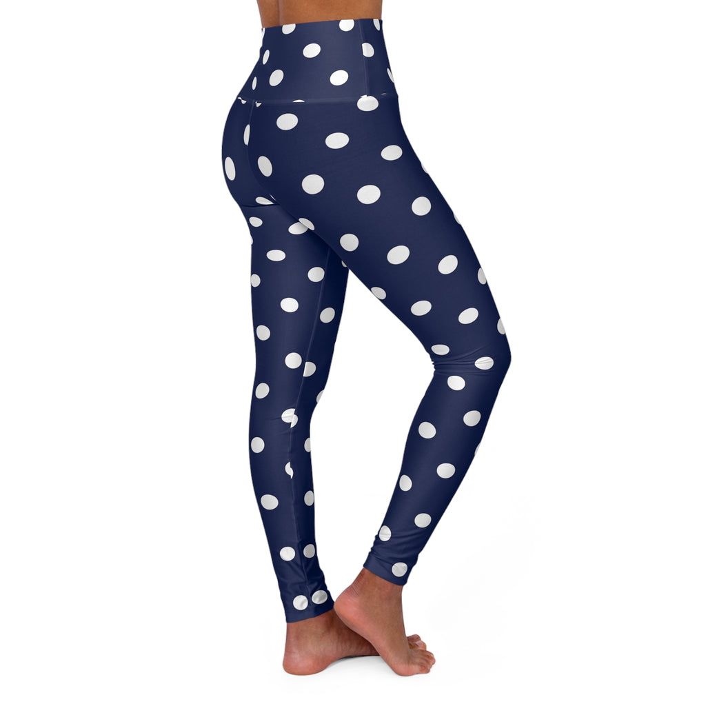 Navy White Polka Dot  Leggings High Waisted Yoga Leggings | Dot Print Activewear