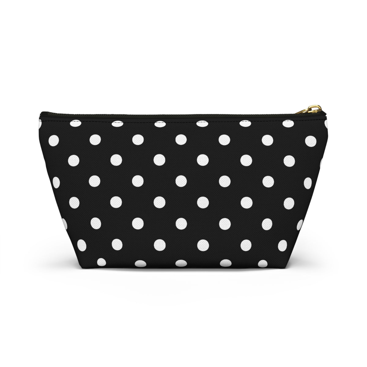 Black Polka Dot Accessory Pouch w T-bottom | Cosmetic Bag