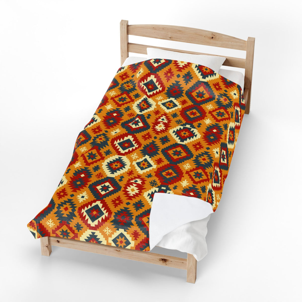 Southwestern Diamond Pattern Velveteen Plush Blanket | Aztec Geometric Throw