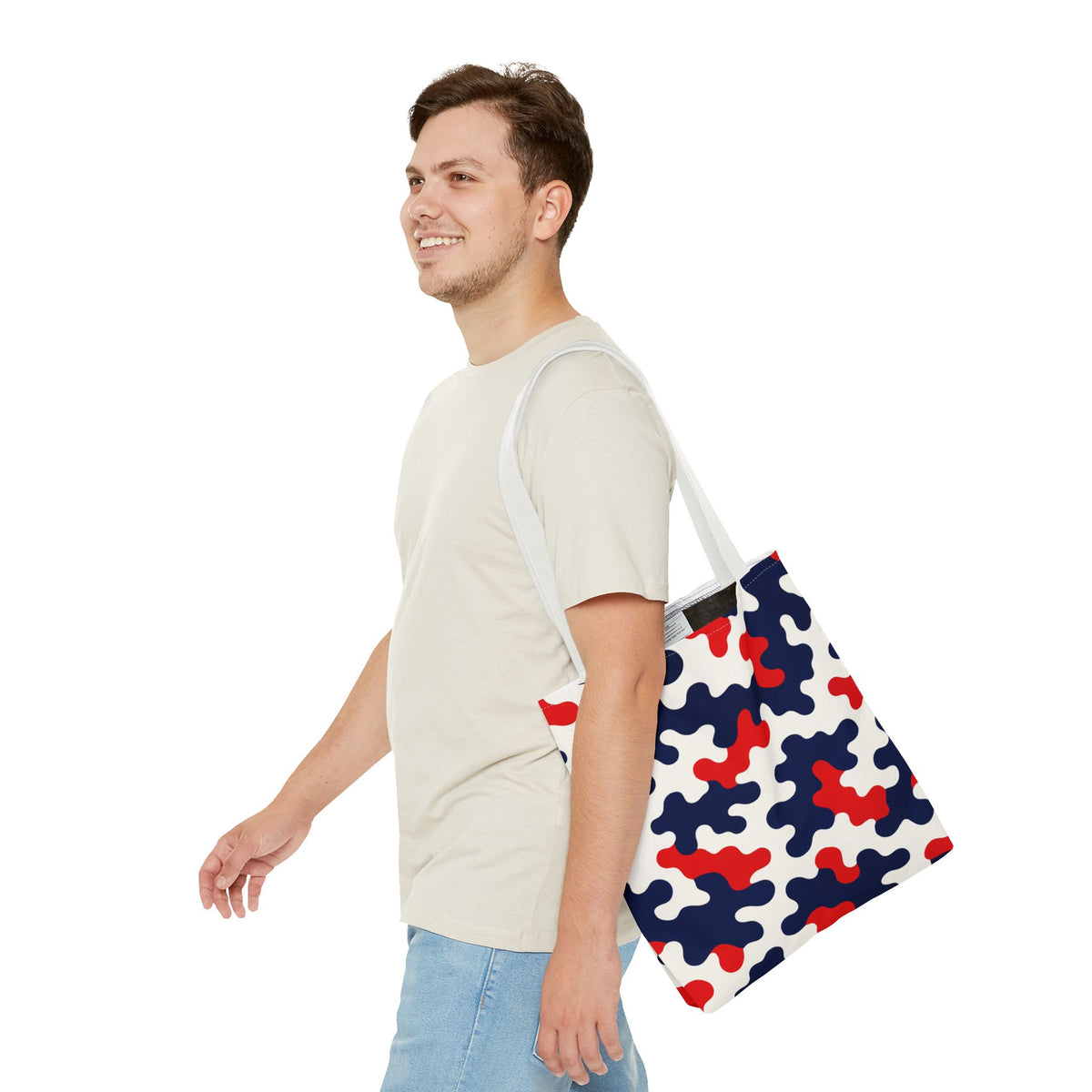 Black White Abstract Camouflage Tote Bag | All-Over Print