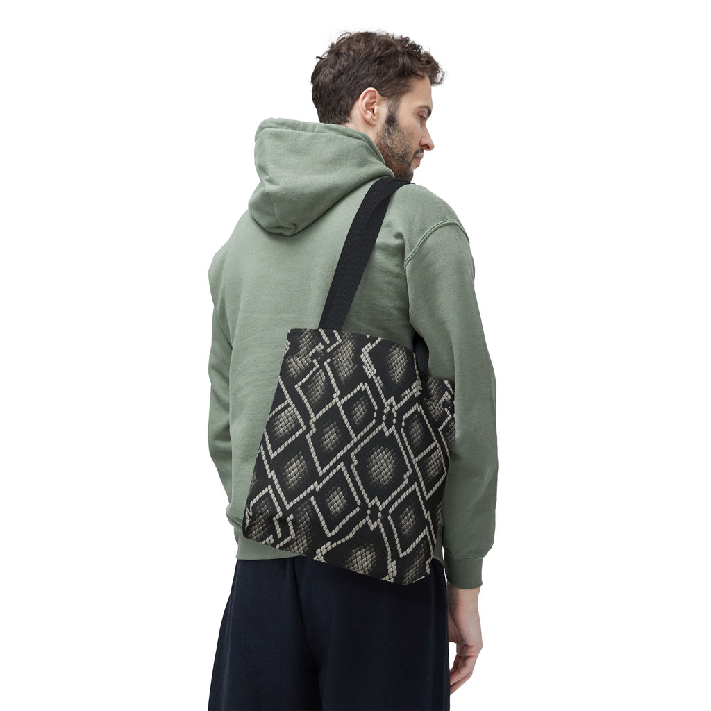 Black Snake Skin Pattern Tote Bag | All-Over Print Fashion Accessory