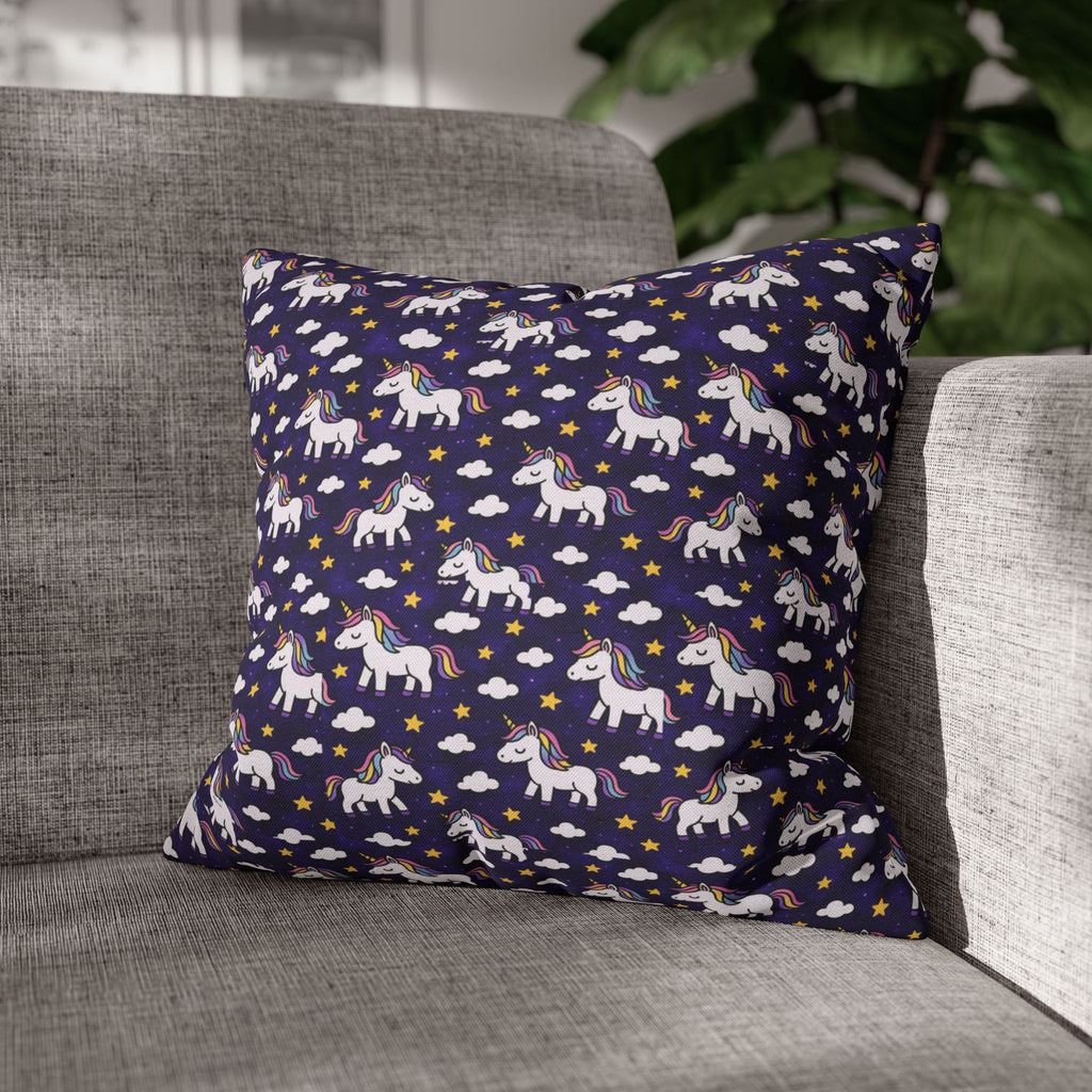 Unicorn Pattern Pillowcase | Square Polyester Throw Pillow Cover