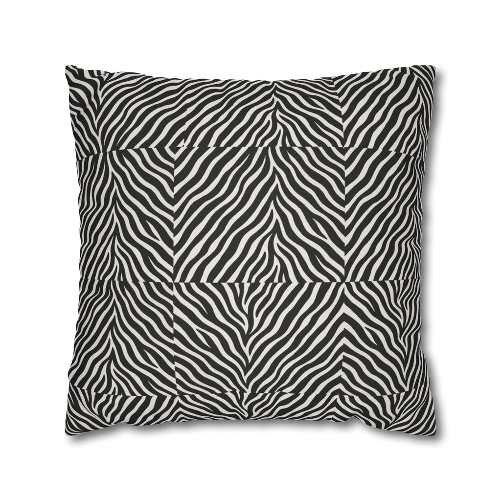 Black White Zebra Stripe Pillowcase | Animal Print Square Pillowcase