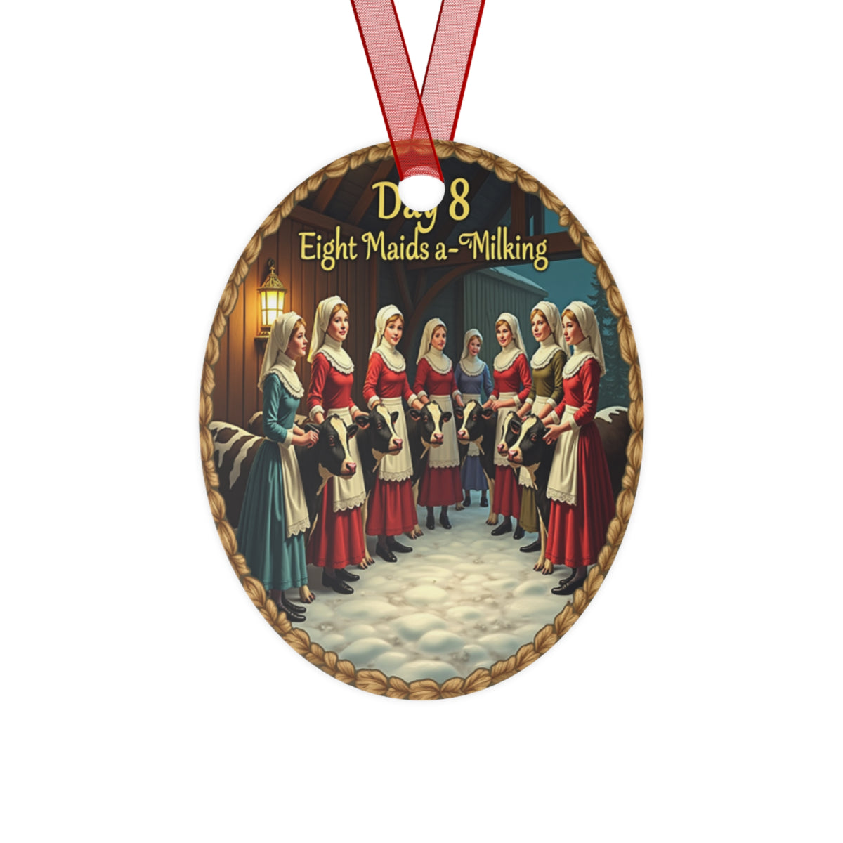 Metal Ornaments, Day 8: Eight Maids a-Milking Christmas Tree Decor, Holiday Gift, Festive Decoration, Unique Keepsake, Xmas Present