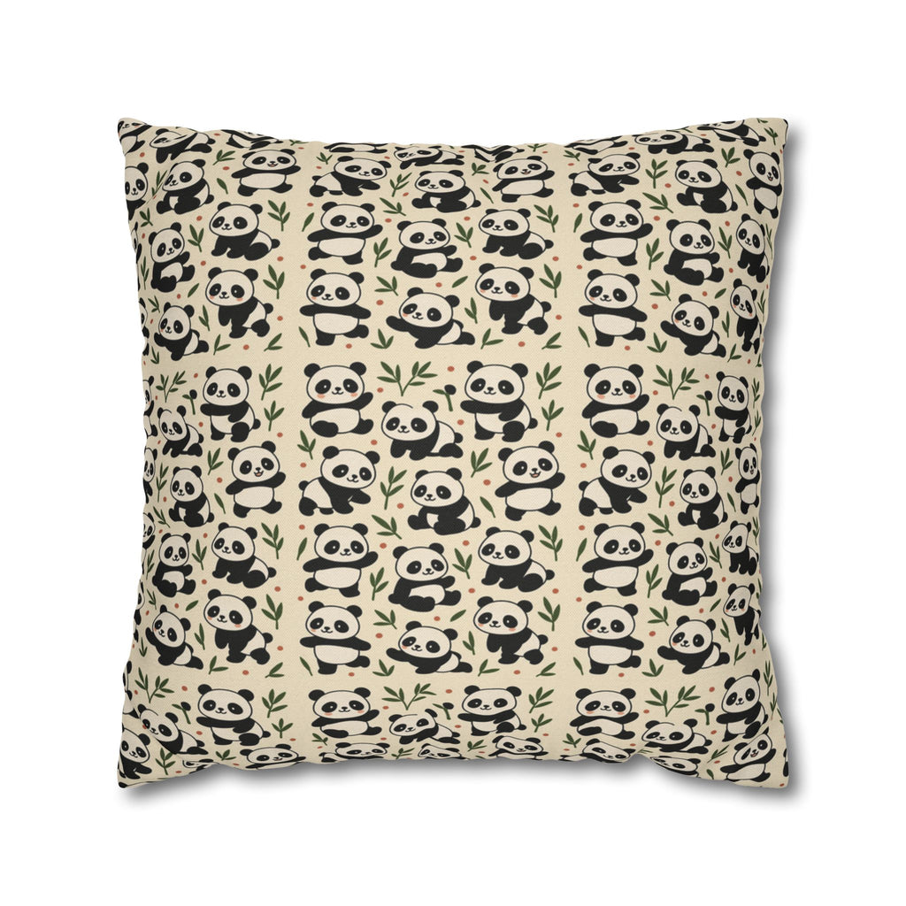 Panda Pattern Pillowcase | Square Spun Polyester Decorative Pillow