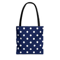 Navy Polka Dot Tote Bag | White Dots All Over Pattern