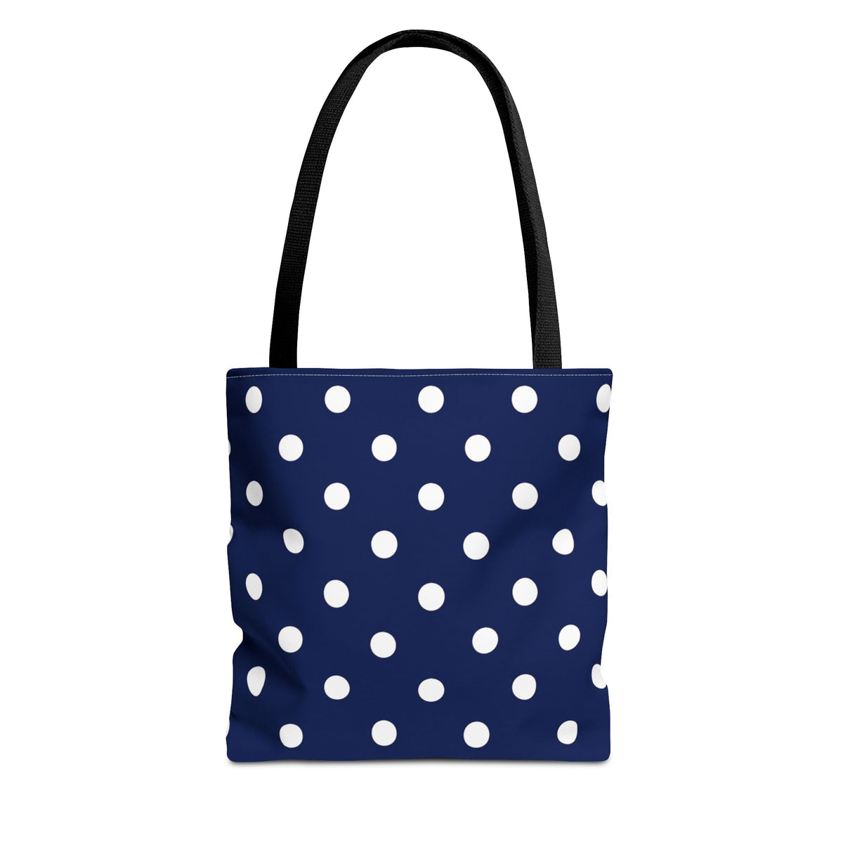 Navy Polka Dot Tote Bag | White Dots All Over Pattern