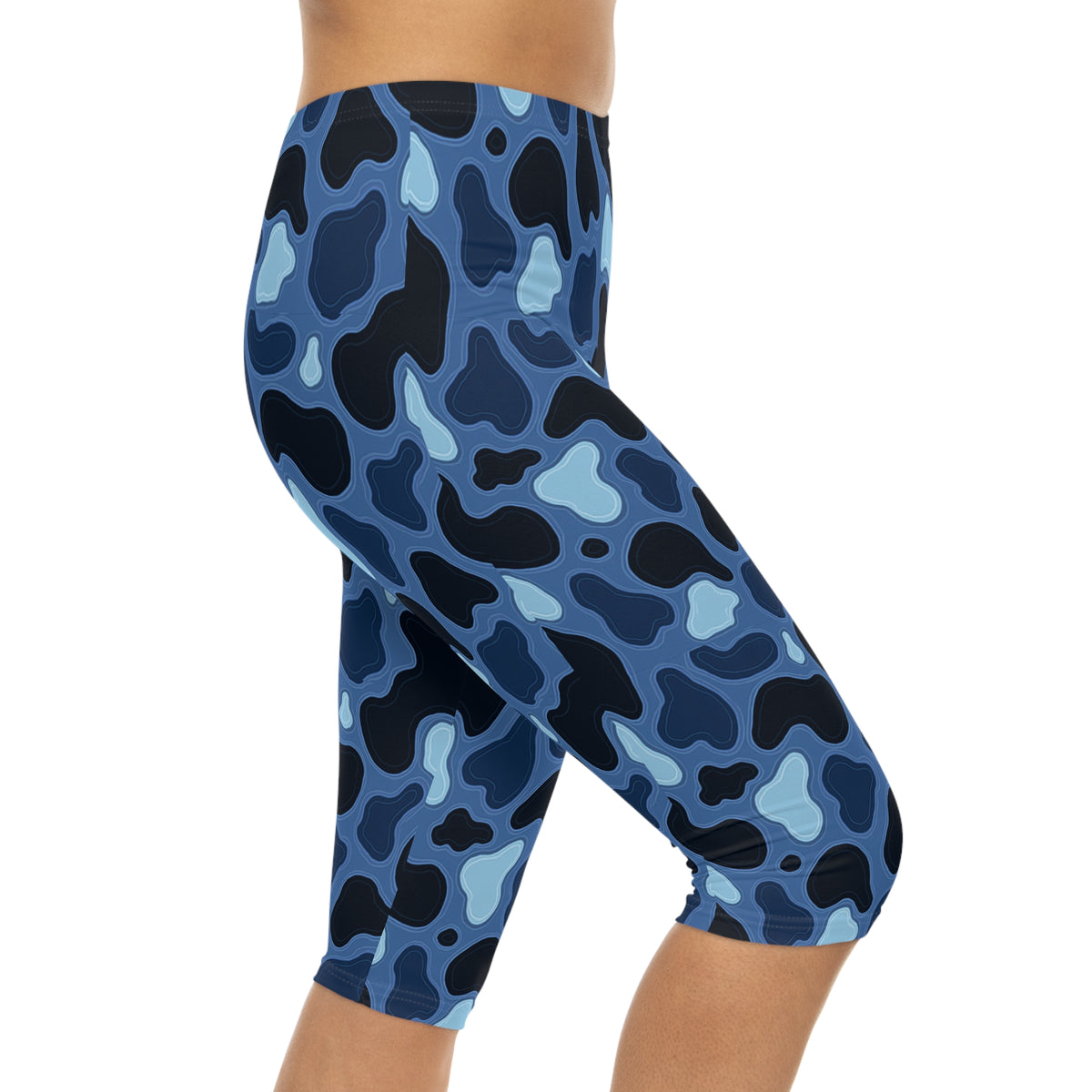 Patina Blue Camo Capri Leggings