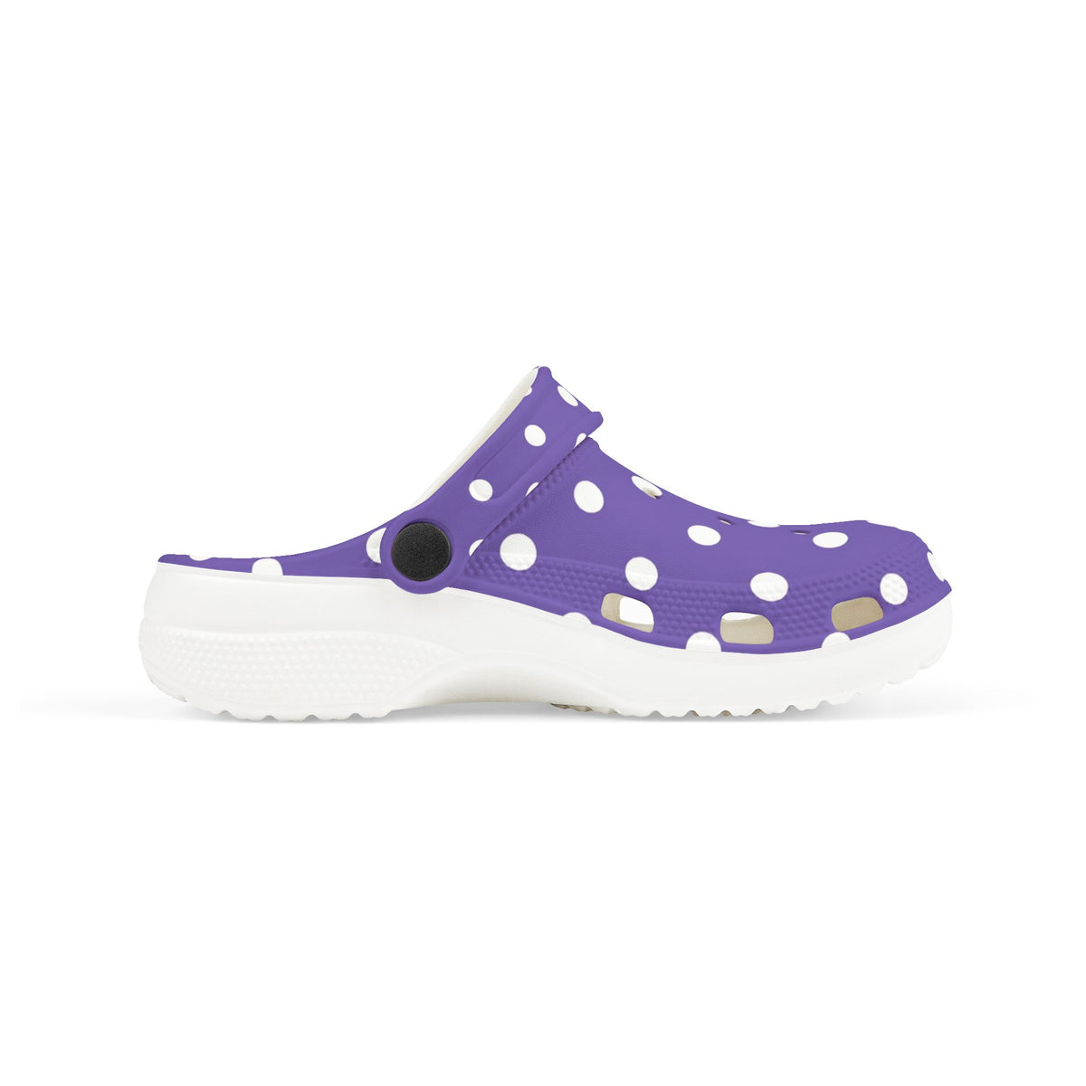 Kids Purple Polka Dot EVA Foam Clogs — Breathable Lightweight Slip-On Shoes