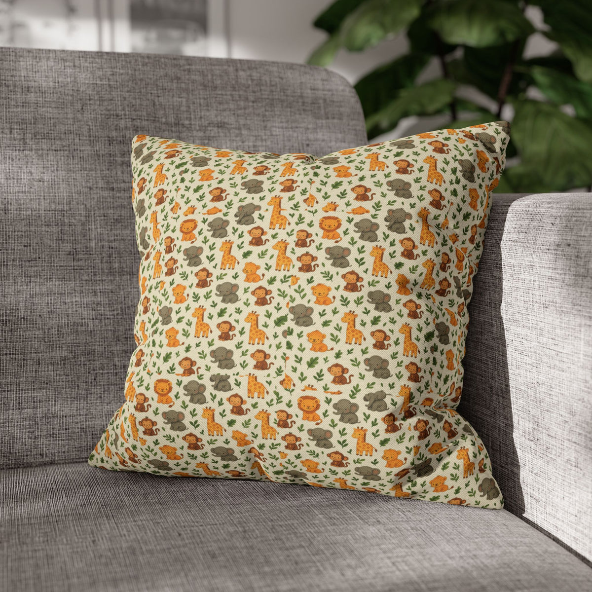 Autumn Woodland Animals Fox & Mushroom Spun Polyester Pillowcase, Fall Decor, Forest Creatures Cushion Cover, Woodland Nursery Accent,