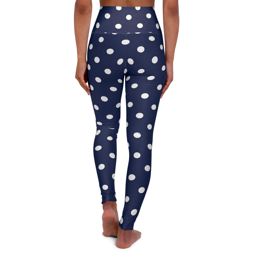 Navy White Polka Dot  Leggings High Waisted Yoga Leggings | Dot Print Activewear