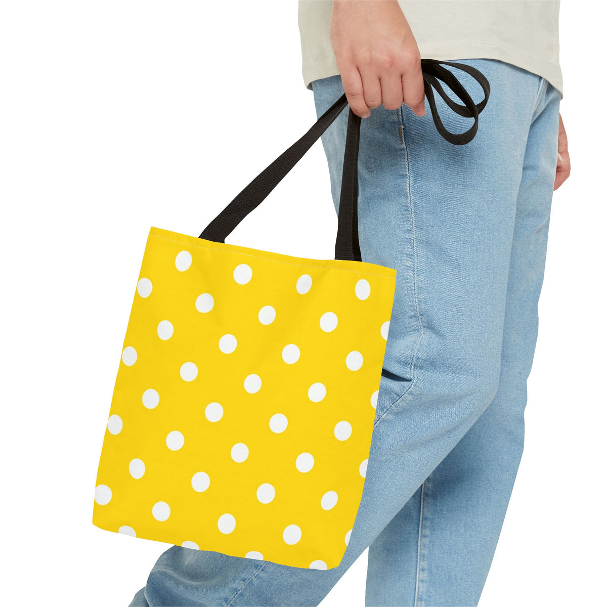 Yellow & White Polka Dot Yellow Tote Bag | All-Over Print