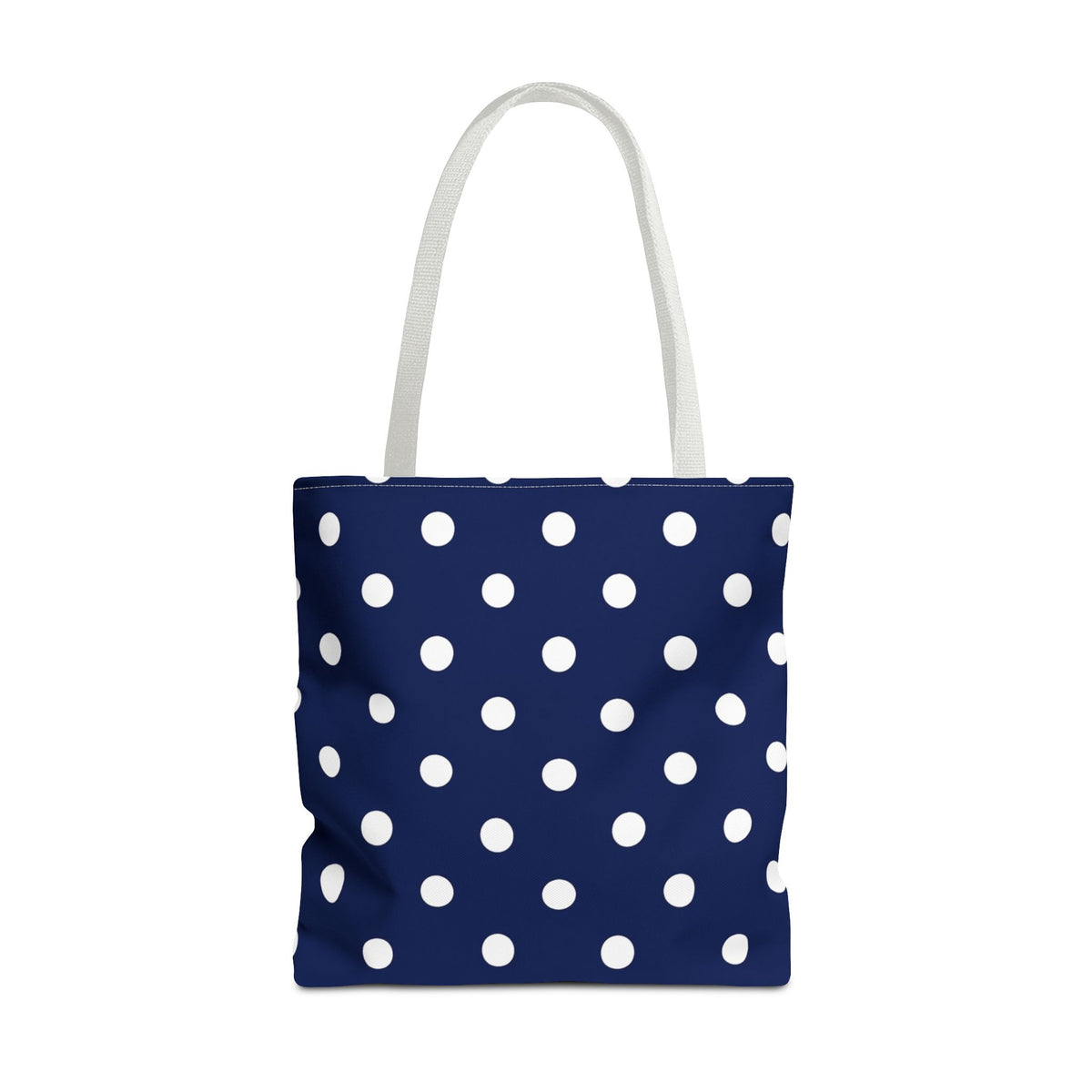 Navy Polka Dot Tote Bag | White Dots All Over Pattern